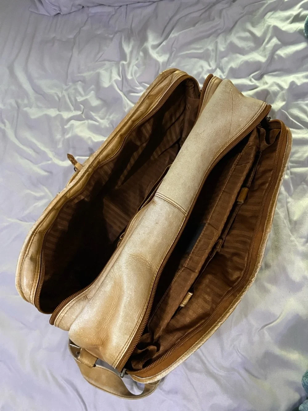 Vintage ClaireChase Tan Leather Laptop Briefcase - Professional Messenger Bag